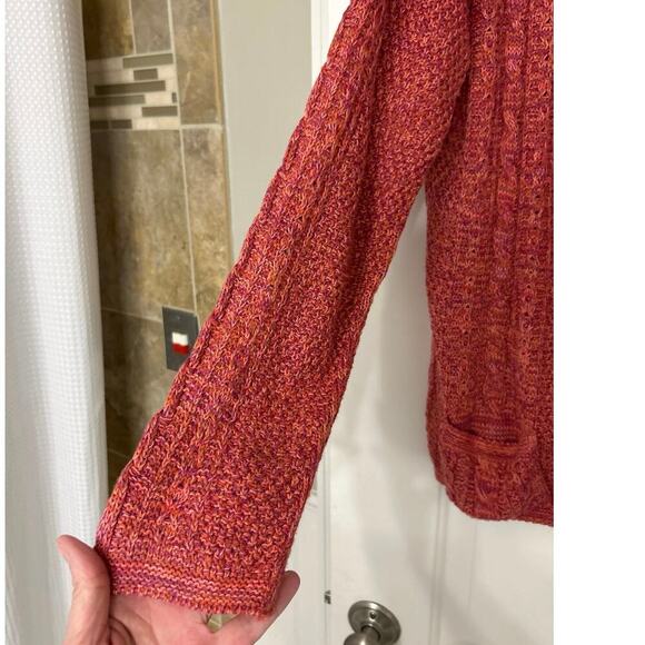 The Sweater Venture Cotton Pink Hand Knit Space Dye Zip Up Sweater Size XXL - Picture 6 of 10